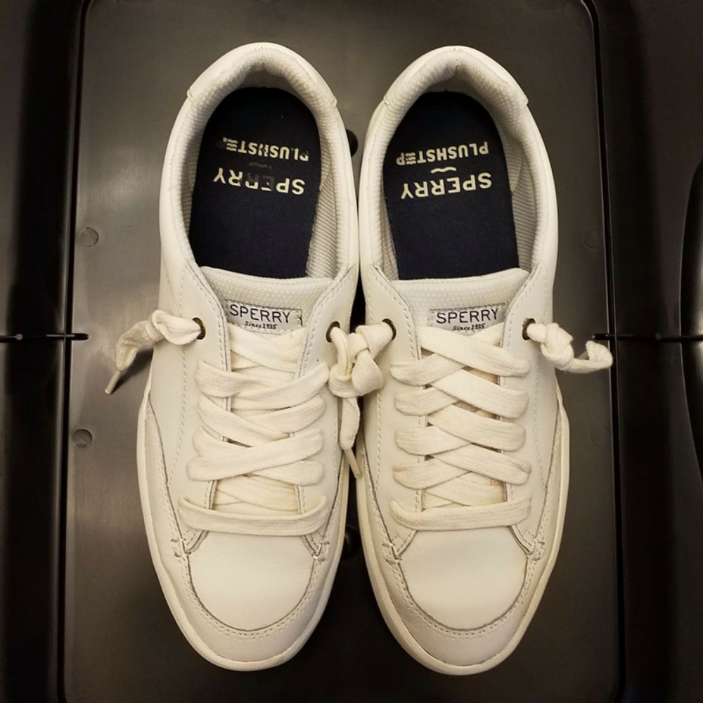 Sperry Breaker Plushstep LTT White Lace Up Leather Sneaker Womens 9M